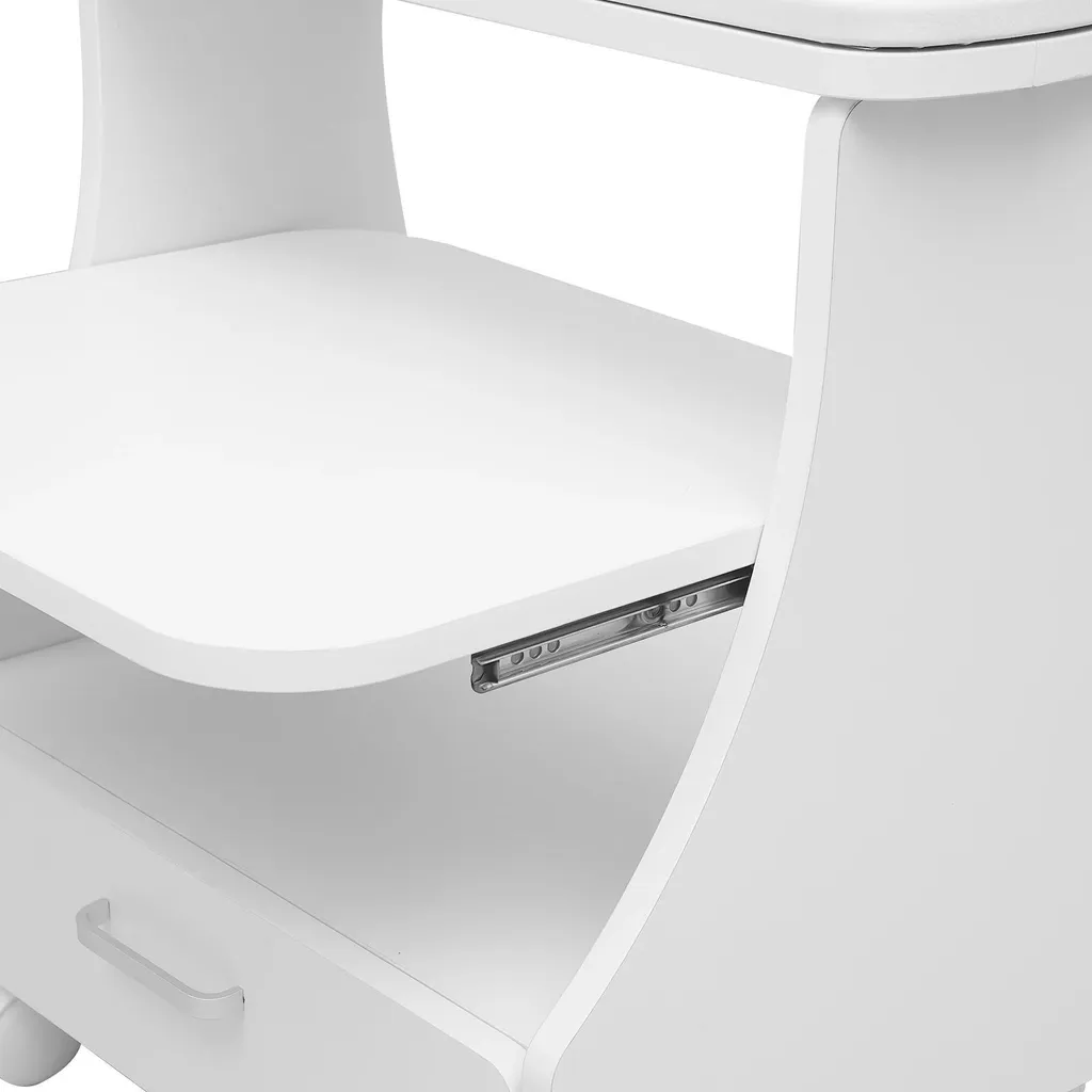 Chariot de pédicure professionnel blanc et tabouret de manucure mobile