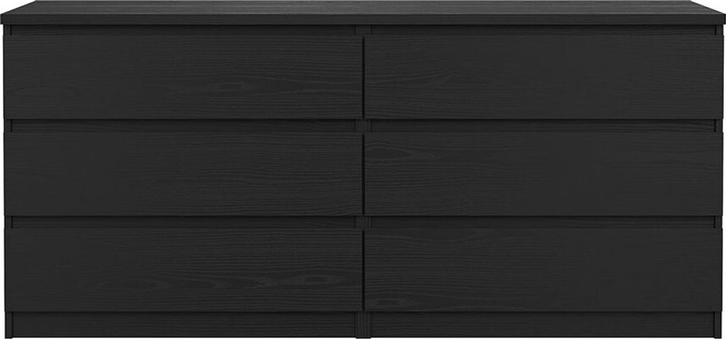 Naia Kommode 6 Schubladen schwarze Struktur. Produktbild 