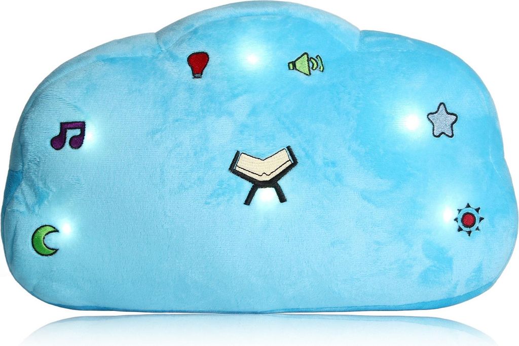 Quran-Kissen, weiches Wolken-Design in Blau, mit LED-Licht & Musik, aus Polyester, für Dekoration & Kinder