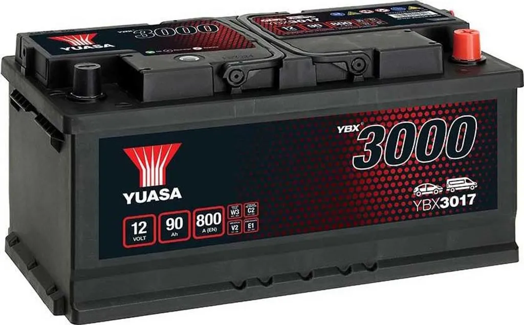 Batterie de démarrage 12V 90Ah YUASA YBX3017 idéale pour grand froid