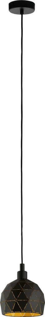 ROCCAFORTE Hängeleuchte Hängelampe Pendellampe Pendelleuchte - H110 x Ø17 cm - schwarz, gold - 1X40W exkl. - IP20