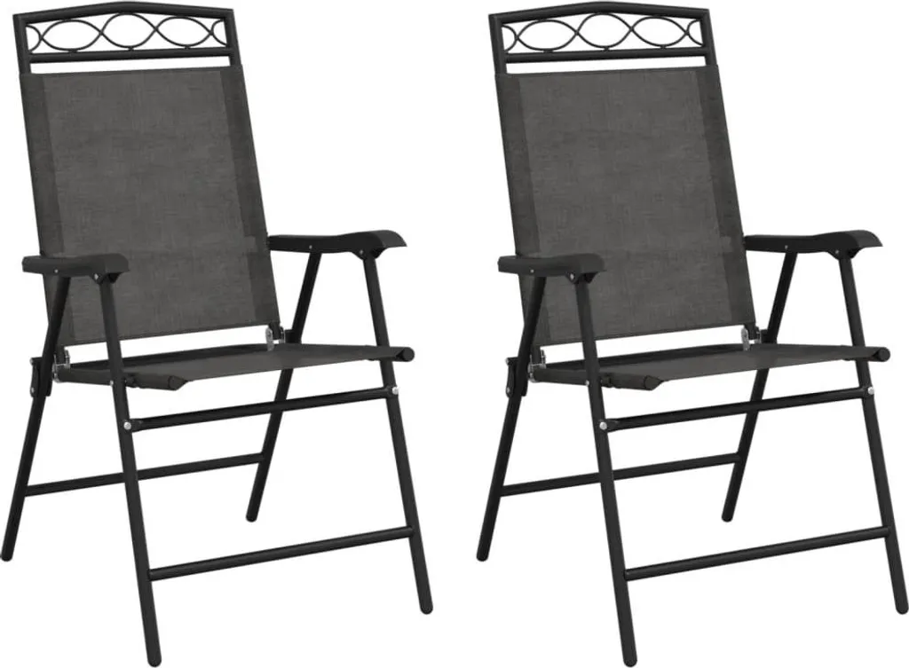 Sedie Esterno Pieghevoli vidaXL Grigio Textilene - Set da 2 Pezzi