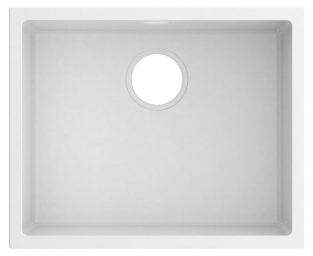 Pure.Sink Eternal Quartz Weiße Spüle 50 x 40 cm, flächenbündig und unterbau PEG5040F-32
