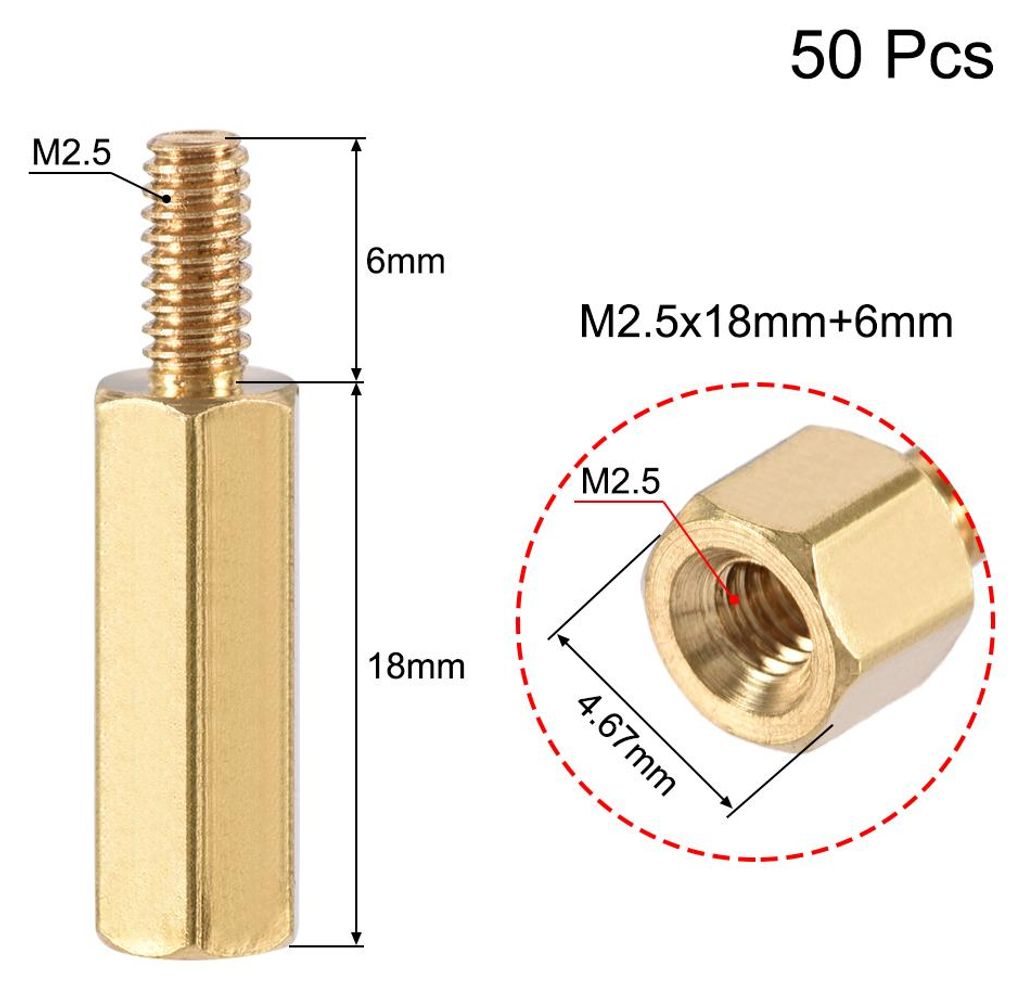 50 Stš¹ck m?nnlich-weiblich Abstandshalter Messing Hex PCB Motherboard Spacer M2,5x18mm + 6mm fš¹r FPV Drone Quadcopter Computer & Platine