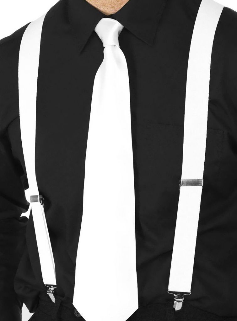 20er Jahre Mafia Hosenträger weiß weiss Kostüm Fasching Produktbild 