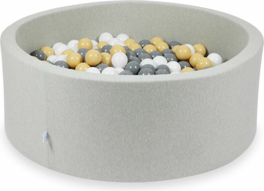 Bällebad 110x40cm hellgrau – Mit 500 Bällen / beige, grau, weiß