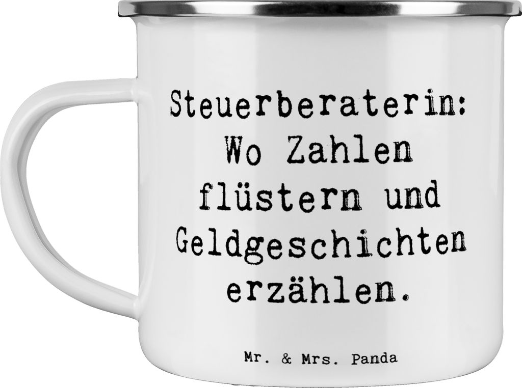 Mr. & Mrs. Panda Emaille Tasse Spruch Steuerberaterin Geschichten - Weiß - Geschenk, Zahlen und, Kaffeepott, Berufsalltag, Steuerexpertin, Geschen...