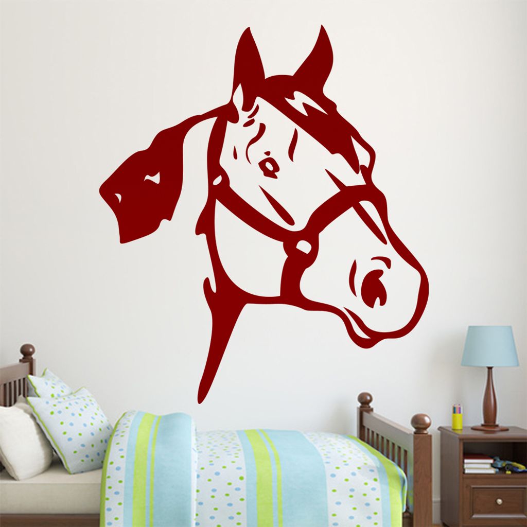 KIWISTAR Pferd Kopf - Reiten Stute Hengst Mähe Wandtattoo in 6 Größen - Wandaufkleber Wall Sticker - Dekoration, Küche, Wohnzimmer, Schlafzimme...