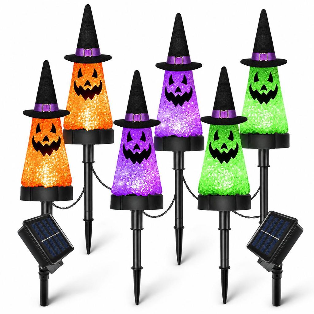 6 Stück Halloween Solarleuchten Geist, LED Garten Produktbild 