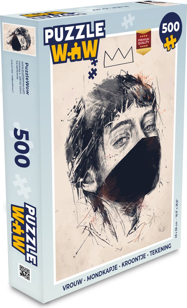 MuchoWow Puzzle 500 Teile Frau - Mundstück - Krone - Zeichnung - Denken - Spiel - Toy