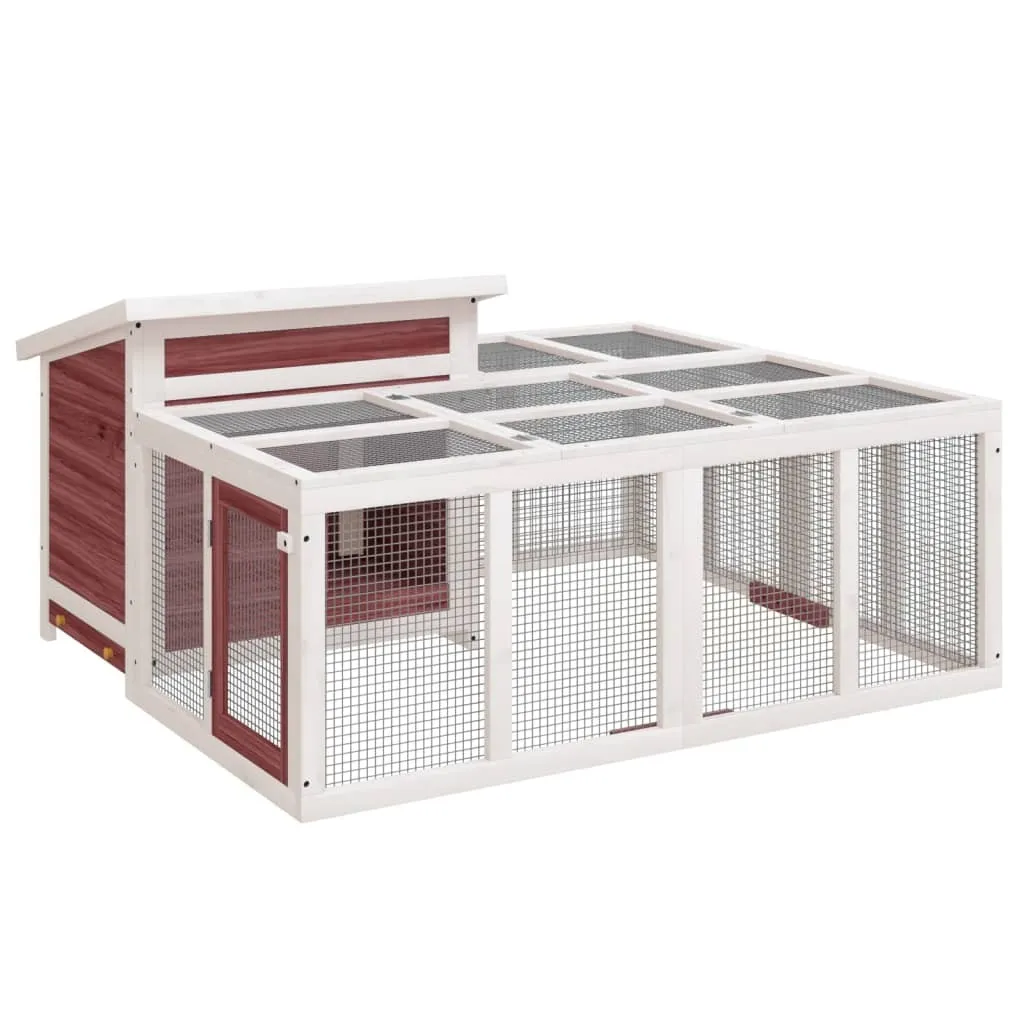 Grand clapier à lapins double étage en bois massif coloris Moka chic