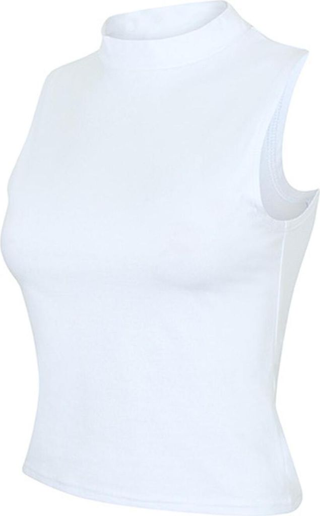 SF Women SK170 | Damen High Neck Crop Vest / Soft-Stretch Single-Jersey - Farbe: White - Größe: XS