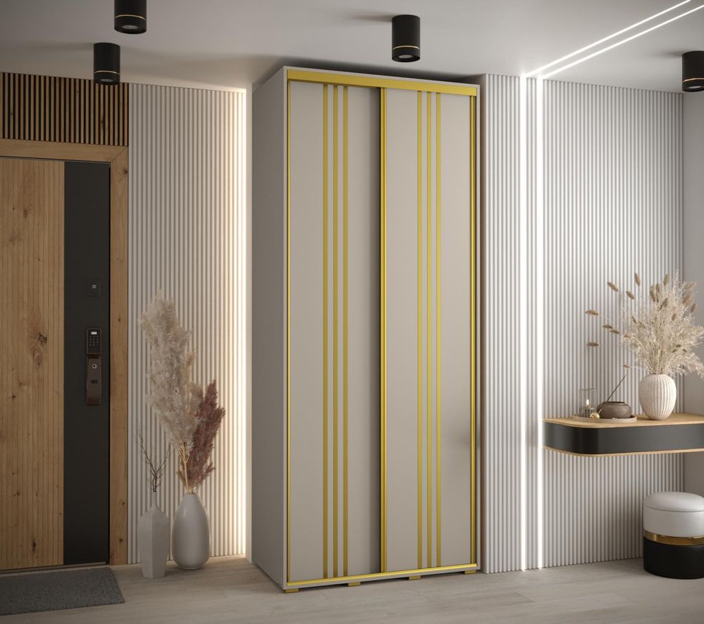 Kleiderschrank INDIRA 6 - 100/60 cm, Kaschmir/Gold