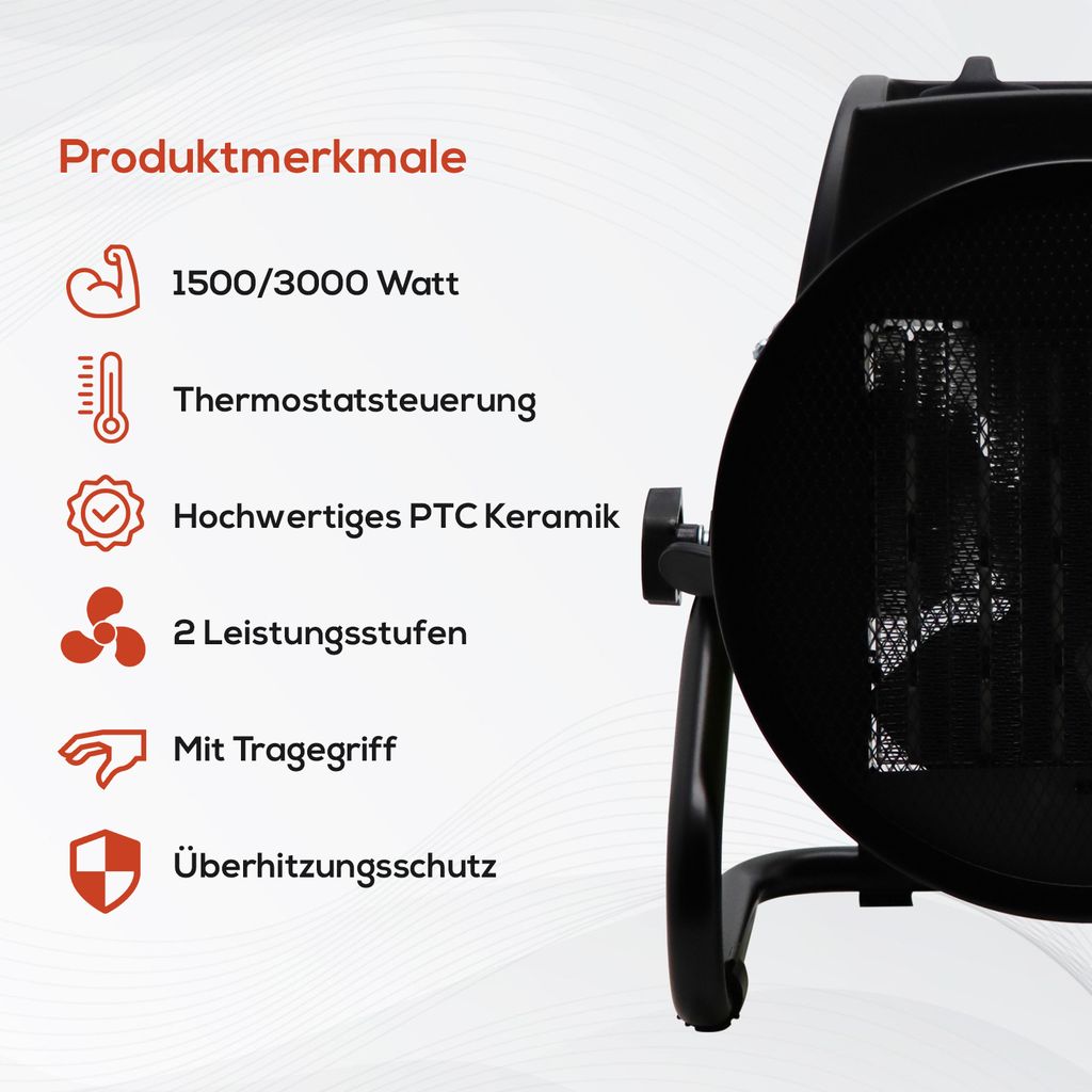TroniTechnik® KH-503 Keramikheizer Heizlüfter Heizung 3.000 Produktbild 2