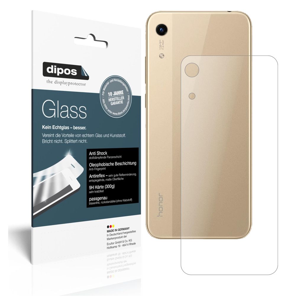 2x Schutzfolie für Honor 8A Rückseite matt - Anti-Shock 9H Produktbild 