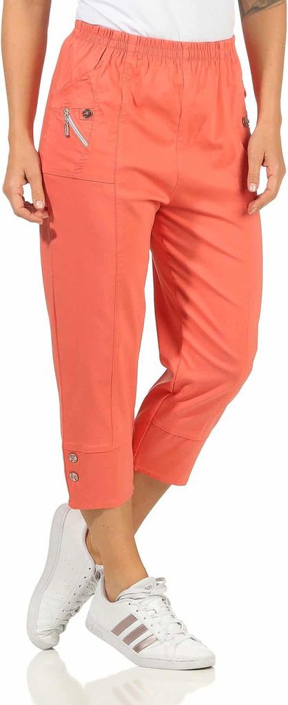 Caprihose mit Gummizug für Damen Gr. 36-54 luftige 3/4 Schlupfhose mit Stretch