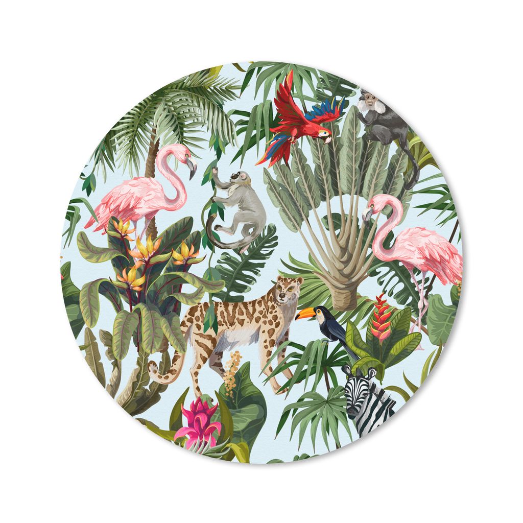 MuchoWow Mauspad Mousepad Dschungel - Tiere - Mädchen - Kinder - Jungen - Flamingo - Papagei 30x30 cm - Mousepads - Maus Mat - Pad - Mausunterla...