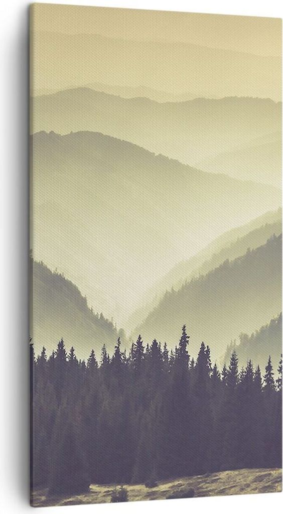 Bild auf Leinwand - Leinwandbild - Berge Wald Natur - 45x80cm - Wand Bild - Wanddeko - Wandbilder - Leinwanddruck - Bilder - Kunstdruck - Wanddekor...
