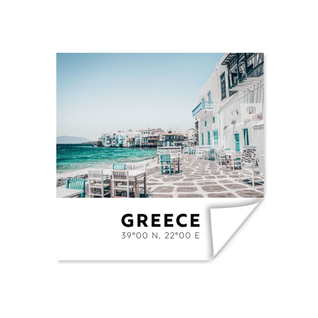 MuchoWow Poster Griechenland - Meer - Terrasse 100x100 cm - Babyzimmer