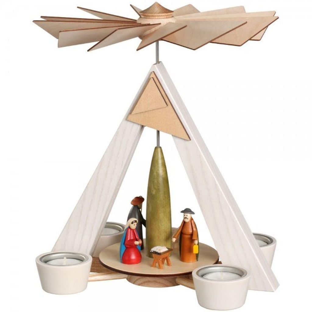 Teelichtpyramide Christi Geburt bunt BxHxT 24,5x29x24,5cm NEU