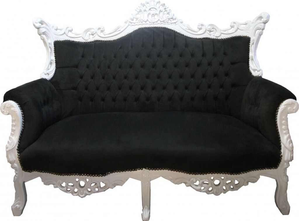 Casa Padrino Barock 2-er Sofa Master Schwarz / Weiss - Antik Stil Möbel