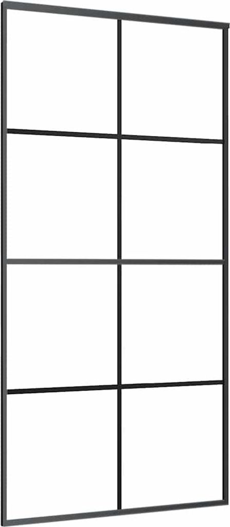 vidaXL Schiebetür Schwarz 102,5x205 cm ESG-Glas und Aluminium