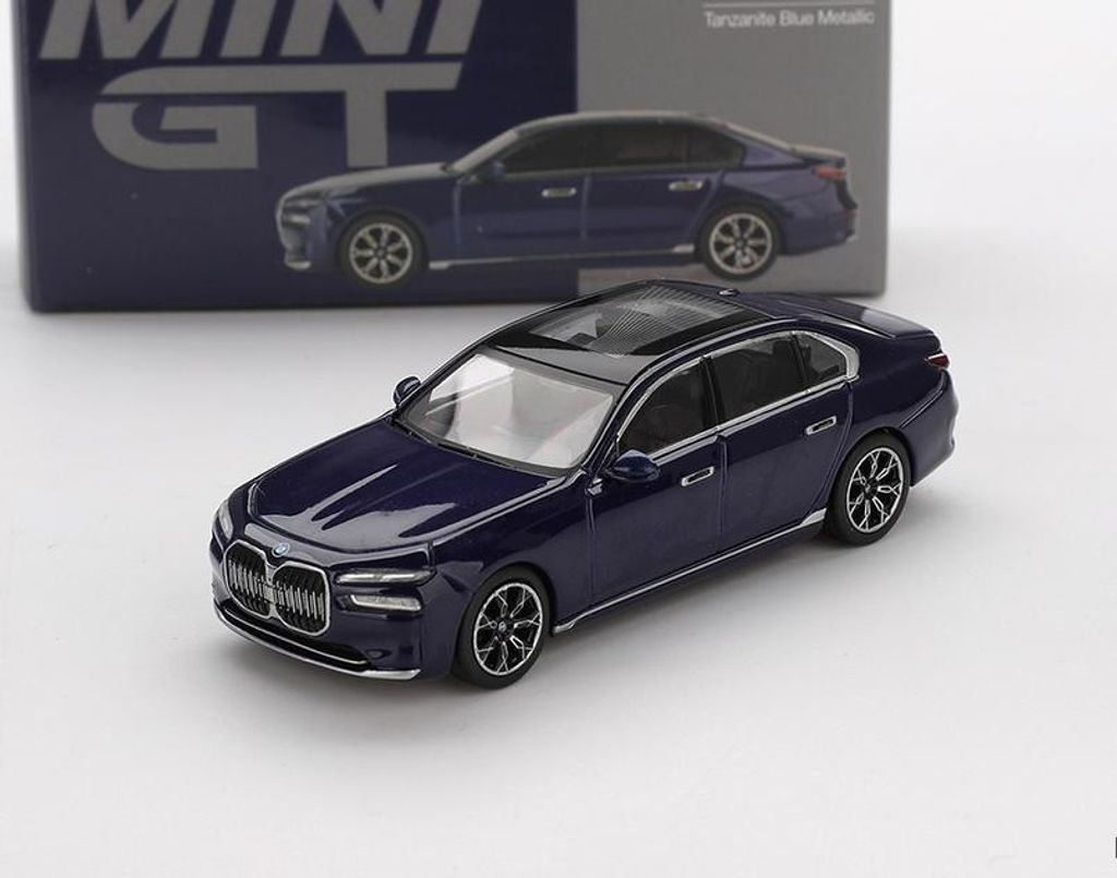 BMW i7 xDrive60 Tansanitblau Metallic - Mini GT 1:64