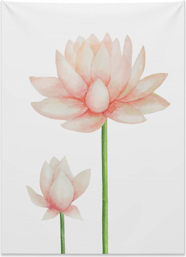 Abakuhaus Yoga Wandteppich, Pastell blühender Lotus aus Weiches Mikrofaser Stoff Kein Verblassen Klare Farben Waschbar, 110 x 150 cm, Weiß Pfirsi...