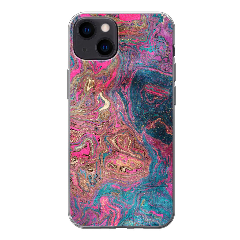 MuchoWow Handyhülle Schutzhülle Hülle für iPhone 13 Marmor - Farbe - Gussformen Silikon Softcase Handy Hülle - Karteninhaber
