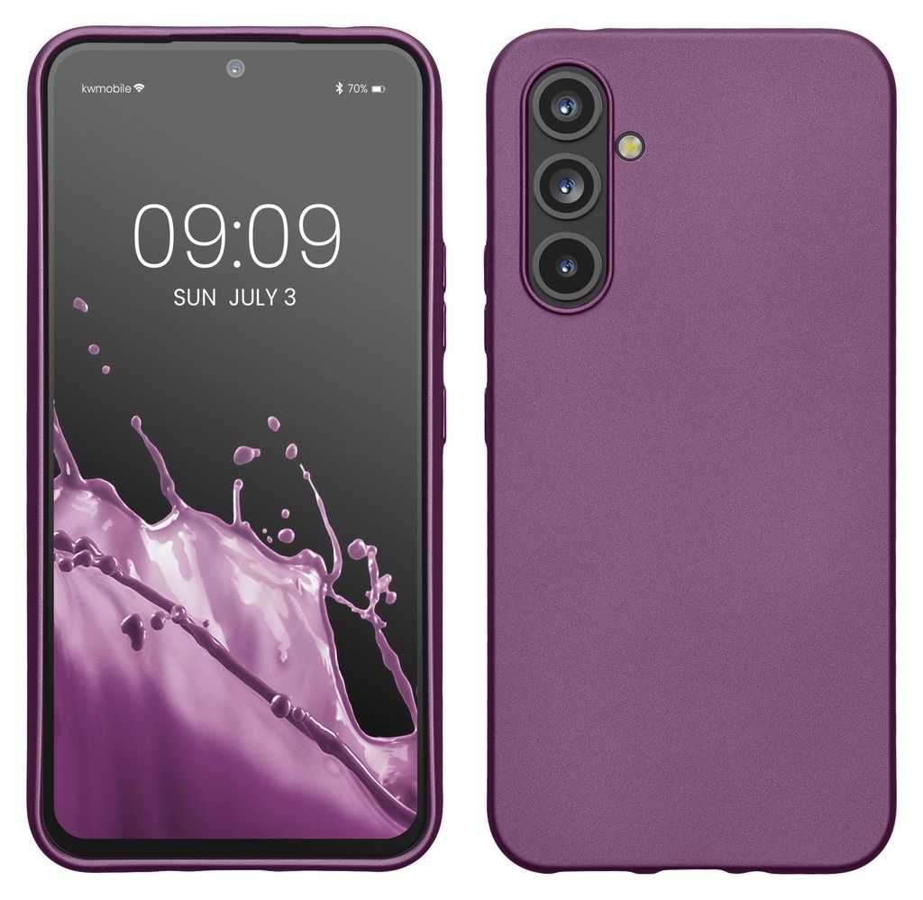 kwmobile Handyhülle für Samsung Galaxy A54 5G Hülle - Silikon Case metallisch schimmernd - Schutzhülle Cover - Metallic Lavendel