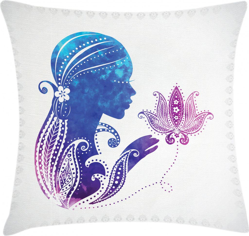 ABAKUHAUS Feminin Kissenbezug, Dame mit Blumenhaar, Waschbar mit Reißverschluss Kissenhülle mit Farbfesten Klaren Farben Beidseitiger Druck, 40 x...