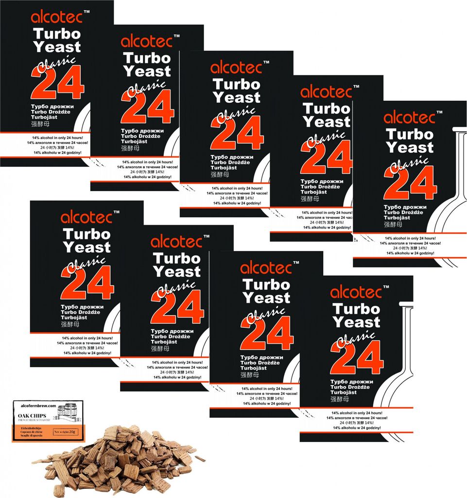 9 x Alcotec Turbohefe - Classic 24 Alkohol Brennhefe, Gärhefe, Wodkahefe