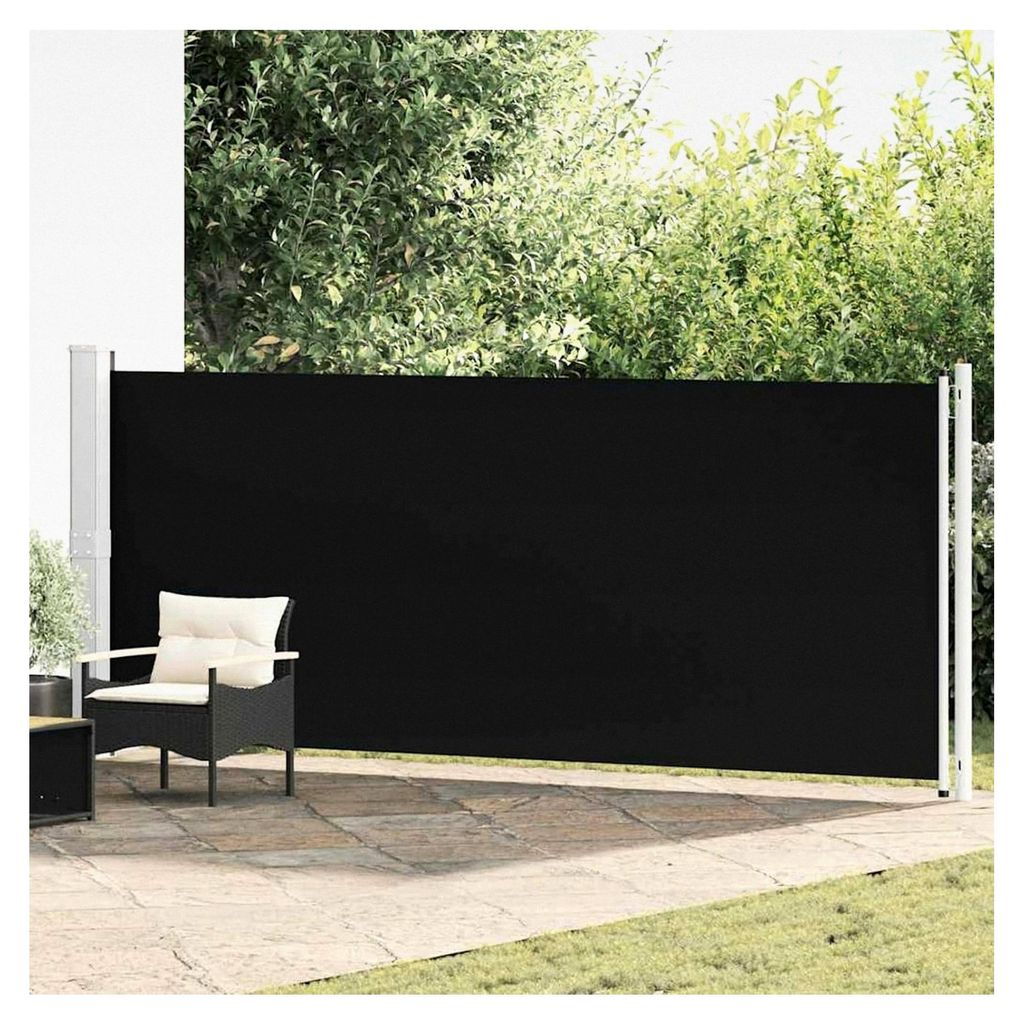 Ausziehbare Seitenmarkise 600x160 cm Schwarz für Außenbereiche, Gärten und Innenhöfe