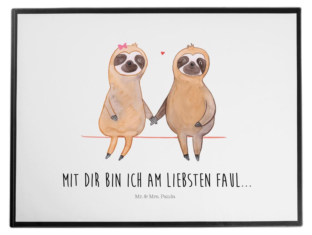 Mr. & Mrs. Panda Tischschoner Faultier Pärchen - Weiß - Geschenk, Liebe, schreibtischunterlagen, Faultiere, malunterlage, arbeitsunterlage, Bezie...