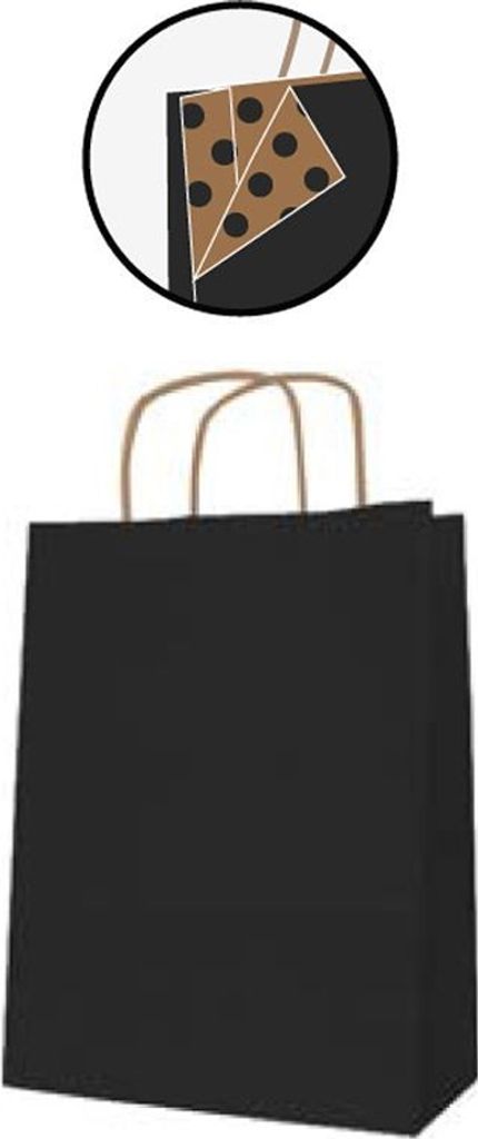 APLI Papiertragetasche aus Kraftpapier mittel schwarz 50 Tüten