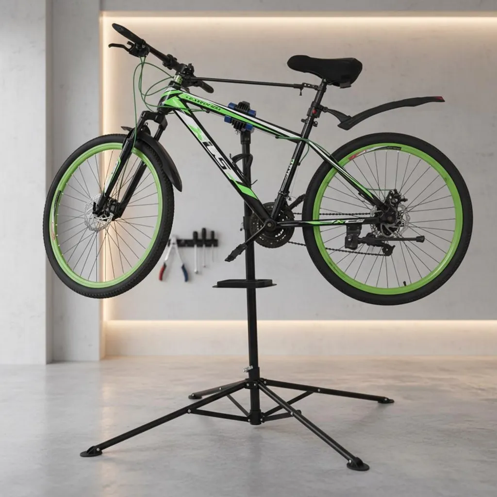 Béquille de montage vélo orientable 360 degrés avec plateau magnétique noir