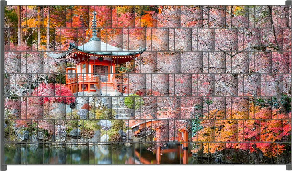 Wallario Zaunsichtschutz mit Motiv Japanischer Herbstzauber für Ein- und Doppelstabmatten Zäune in der Größe 250 x 140 cm
