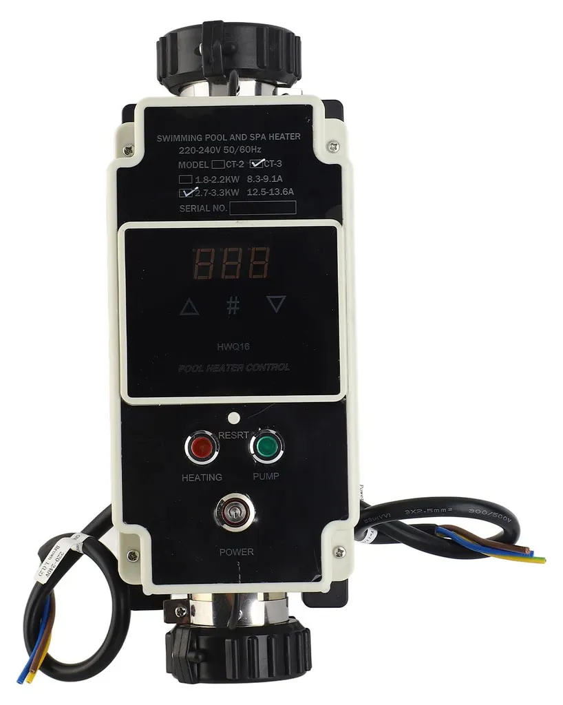 Chauffage de piscine électrique 3kW avec thermostat et écran LCD 230V