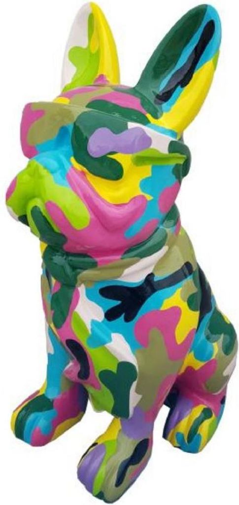 Casa Padrino Luxus Deko Skulptur Hund Bulldogge Mehrfarbig H. 80 cm - Große Deko Figur - XXL Deko Skulptur - XXL Deko Figur - Wohnzimmer Deko - Ga...