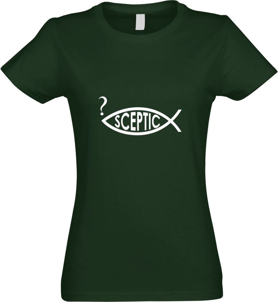 Kiwistar - T-Shirt tailliert - Damen - flaschengrün - Sceptic Fisch - mit Motiv Bedruckt - Funshirt Design - Sport - Freizeit - Damen - XL