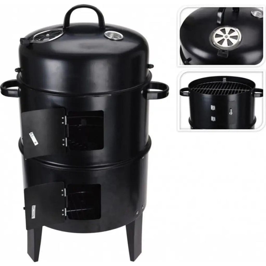 ProGarden Holzkohlegrill mit Schornstein und 2 Grillrosten Schwarz