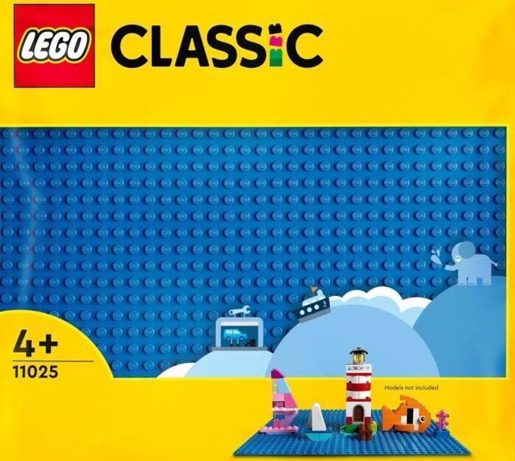 LEGO Classic Bauplatte Blau 32x32 Noppen, Grundplatte für Konstruktion, Bauen und Ausstellen