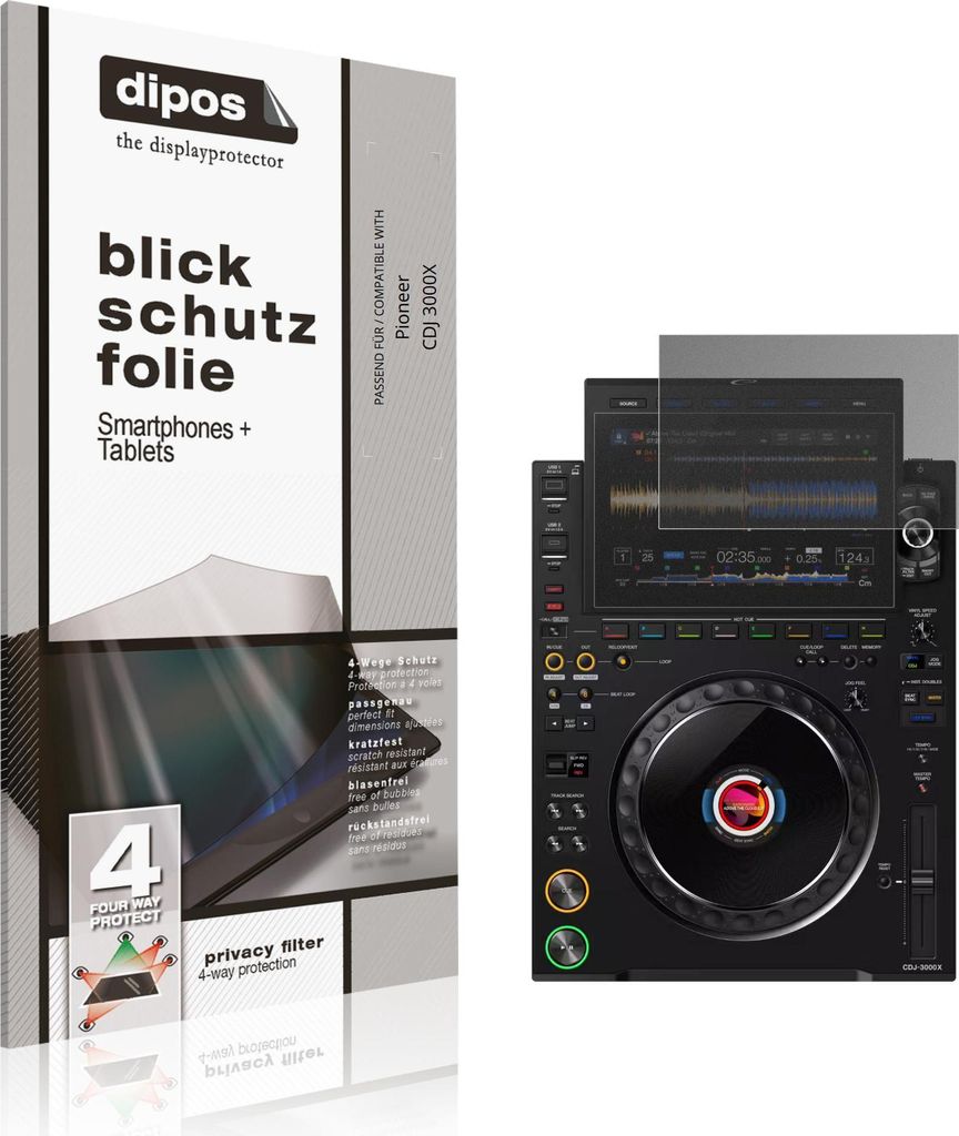 Blickschutzfolie für Pioneer CDJ 3000X matt Schutzfolie Folie Display Schutz dipos