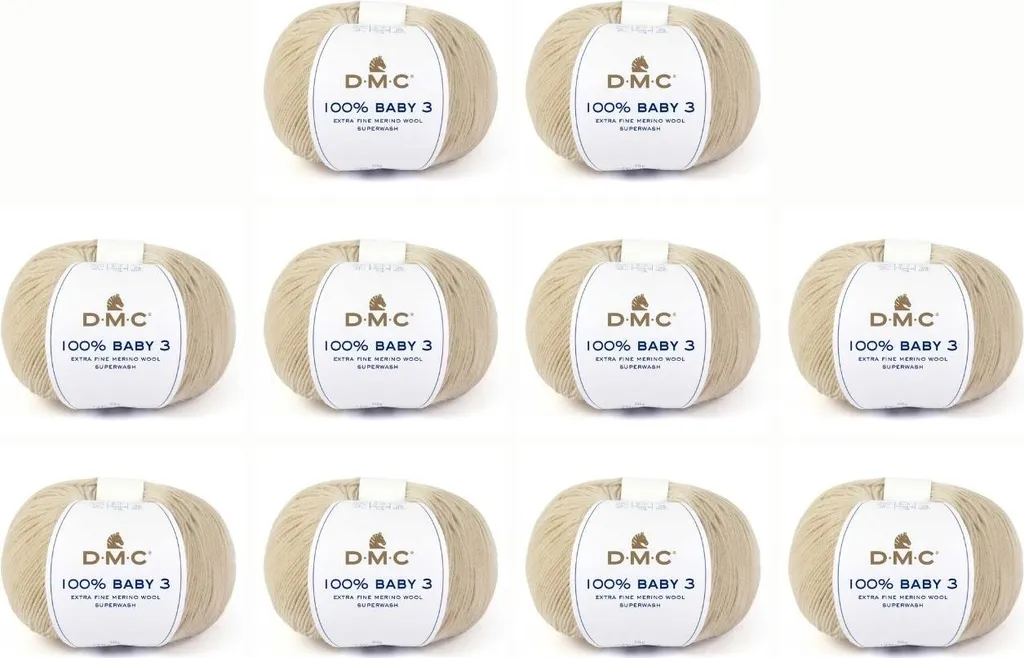 Laine DMC 100% Baby-3 Wool - Pack de 10 pelotes pour tricot layette