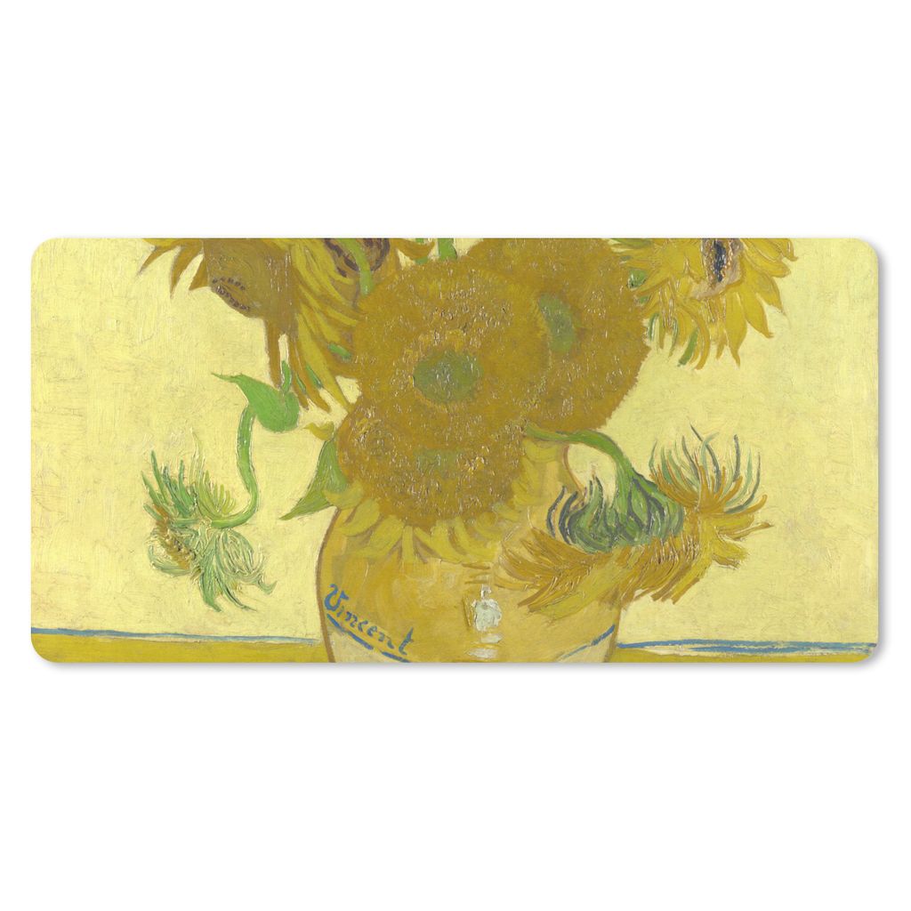 MuchoWow Schreibtischunterlage Sonnenblumen - Vincent van Gogh 80x40 cm - XXL Mauspad - Gaming Mauspad