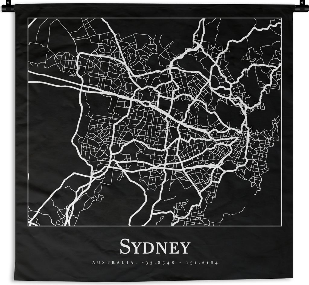 MuchoWow Wandteppich Wandbehang Karte - Sydney - Stadtplan 150x150 cm Tapisserie Dekoration Wandtuch - Wohnaccessoires - Modernes