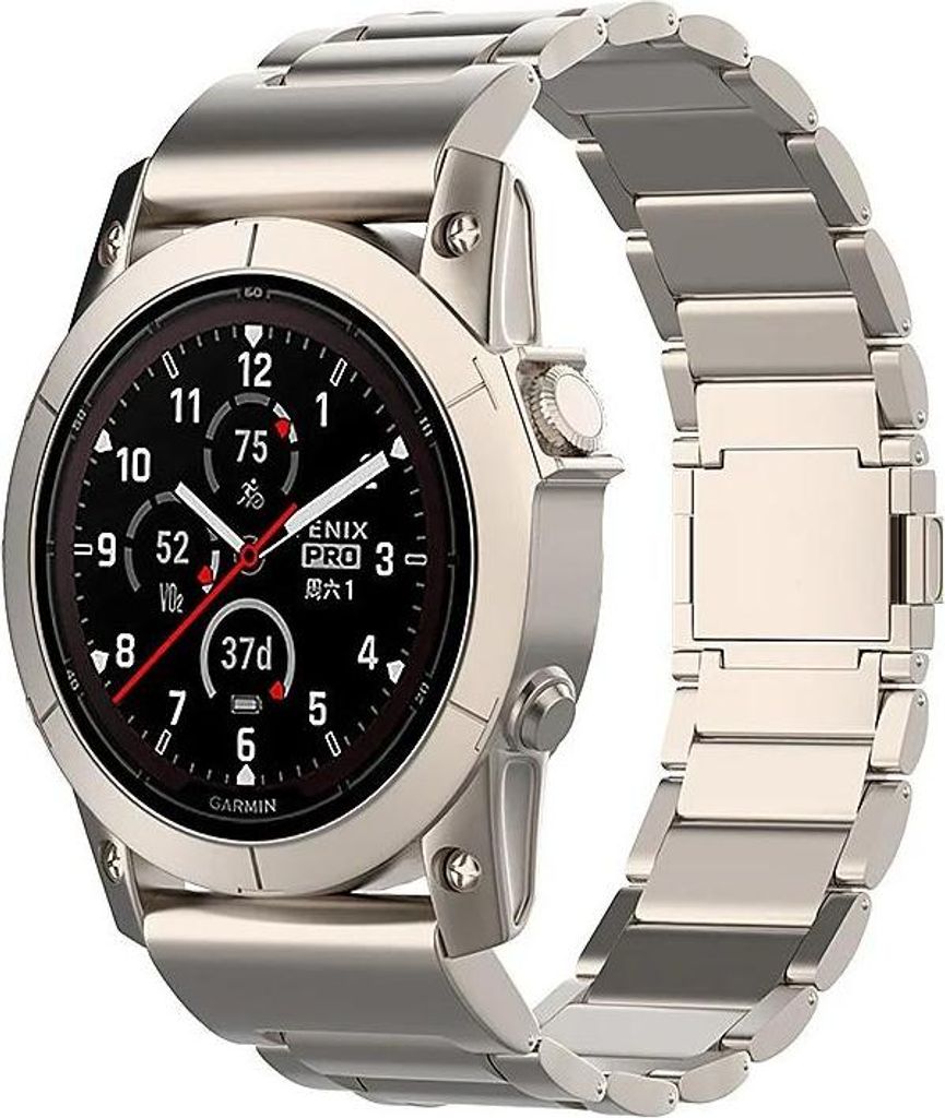 Strap-it Titanarmband passend für Garmin Fenix 8 (Pro-E-47mm) - Fenix 7 (Solar-Pro) - 6 (Solar-Pro) - Fenix 5 / Forerunner 970-965-955- Titanfarbe
