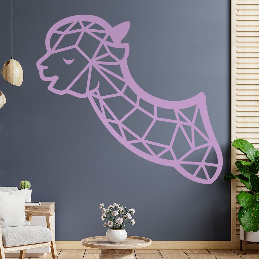 Lama Alpaka Polygon Wandtattoo Wandaufkleber Wall Sticker - Dekoration, Küche, Wohnzimmer, Schlafzimmer, Badezimmer