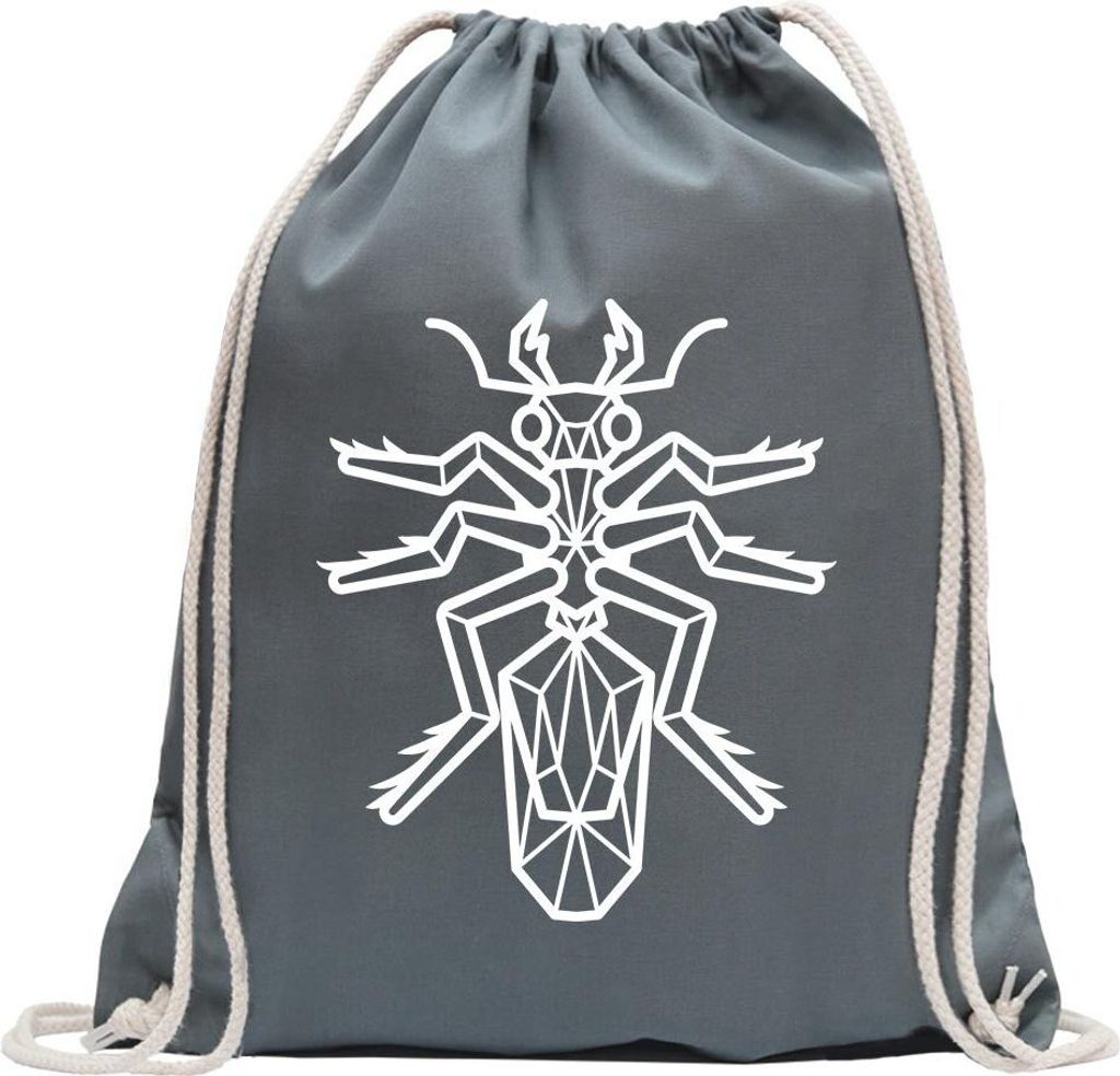 Kiwistar - Turnbeutel - stahlgrau - Ameisen Polygon - Fun Rucksack Sport Beutel Gymsack Baumwolle mit Ziehgurt