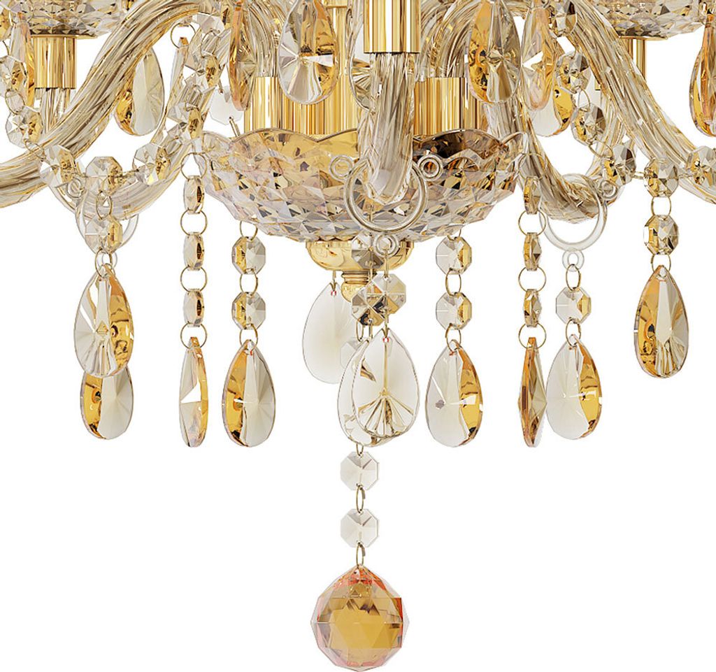 Nino Leuchten Krone 5-flg. MARIE gold mit Acrylbehang gold, Produktbild 5